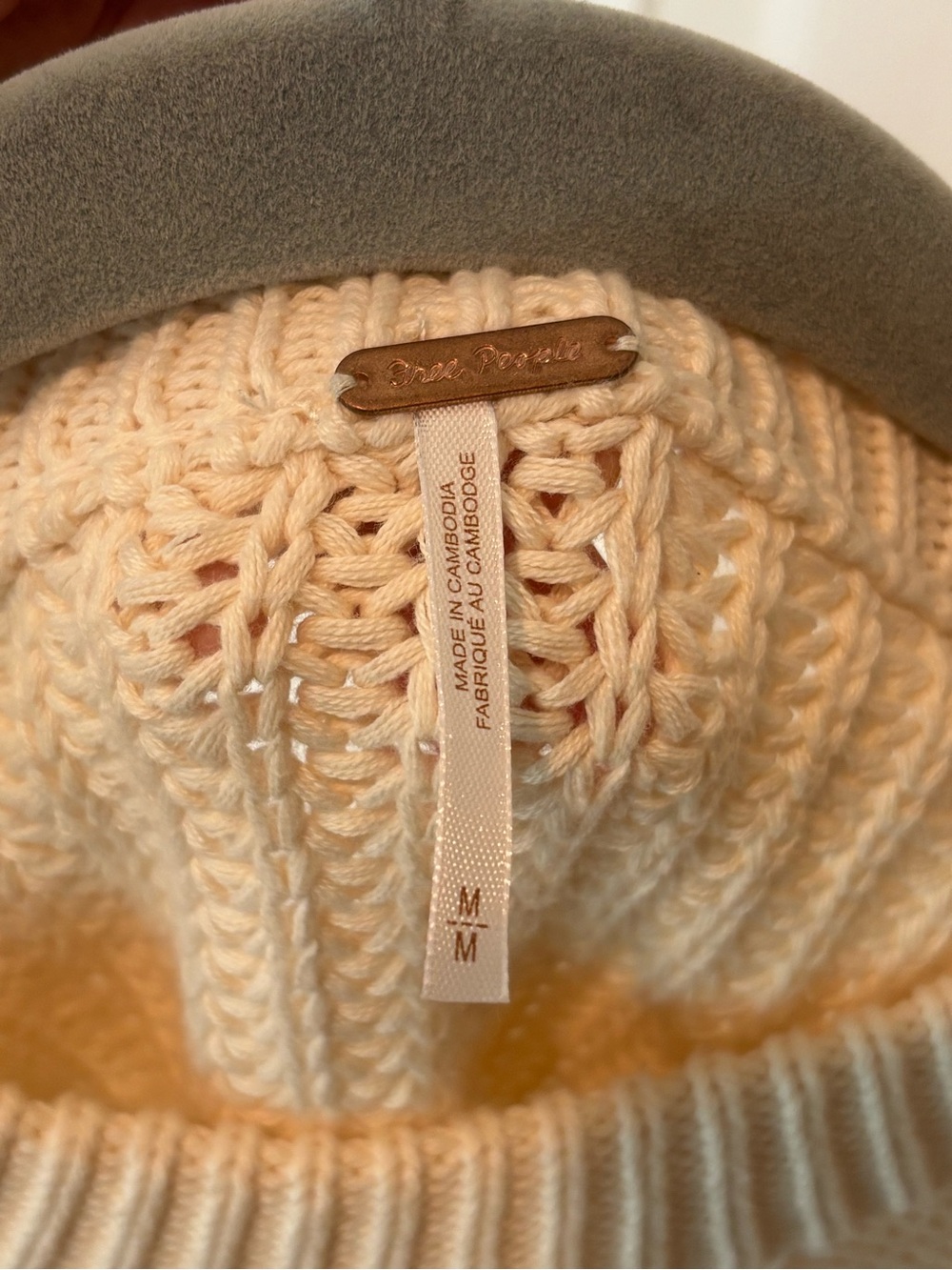 Free People Frankie Cable Cotton Sweater Ivory Medium - Picture 12 of 12